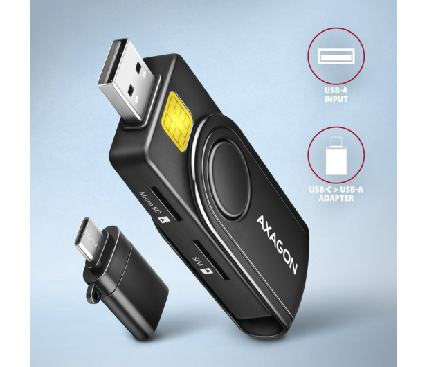 Axagon CRE-SMP2A 4-gniazda Smart card PocketReader czytnik - 1485439 - zdjęcie 7